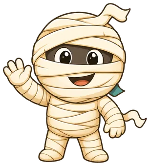 Pyramid VPN mummy mascot waving