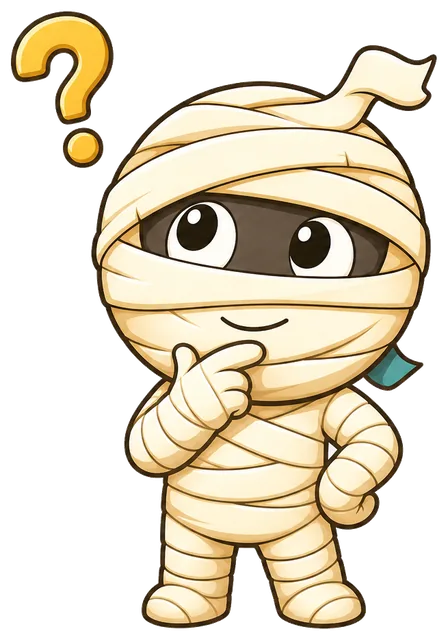 Mummy mascot thinking